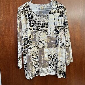Allison Daley‎ Print 3/4 Sleeve Crew Neck Knit Top NWOT Size XL